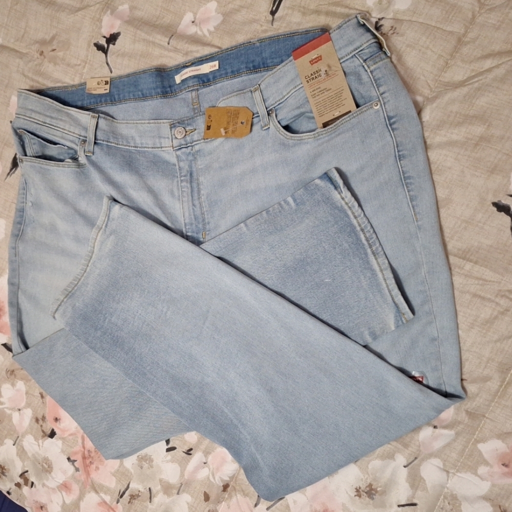 NWT Levi's Womens Classic Straight Light Wash Jeans Size Plus 26W Stretch Midris